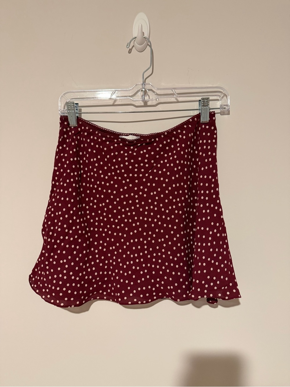 Reformation Polka Dot A-Line Mini Skirt - Burgundy